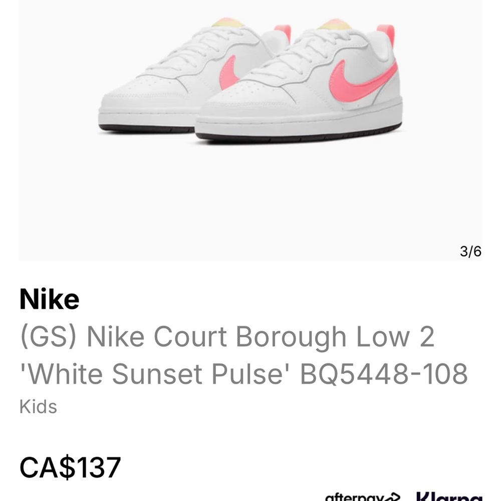 Kids Nike Court Borough Low 2
'White Sunset Pulse' BQ5448-108 - worn once
